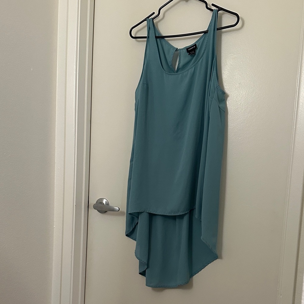 Torrid Teal High Low Sleeveless flowy blouse